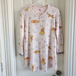 Disney Winnie the Pooh Pajama Dress Waffle Knit Thermal Size M